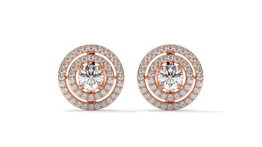 1.92 CTW Round Diamond Double-Halo Stud Earrings in 14K Rose Gold