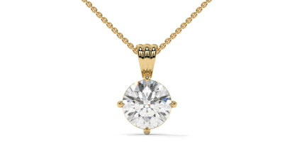 2.00 CTW Round Diamond Four-Prong Solitaire Pendant in 14K Yellow Gold – Secure Claw-Prong Setting