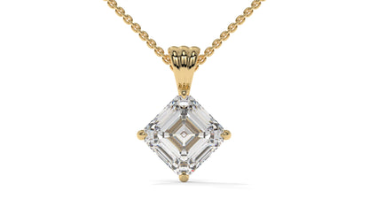 2.00 CTW Asscher-Cut Diamond Solitaire Pendant in 14K Yellow Gold – Secure Claw-Prong Setting