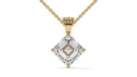 2.00 CTW Asscher-Cut Diamond Solitaire Pendant in 14K Yellow Gold – Secure Claw-Prong Setting