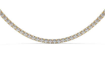 5 CTW Diamond Tennis Necklace in 14K Yellow Gold – Classic Round Cut Single Row In 17 Inch