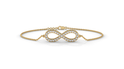 0.38 CTW Round Diamond Infinity Bracelet in 14K Yellow Gold