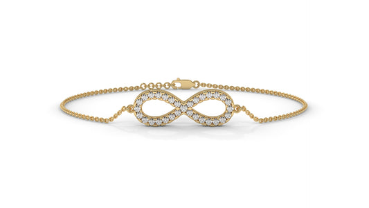 0.38 CTW Round Diamond Infinity Bracelet in 14K Yellow Gold