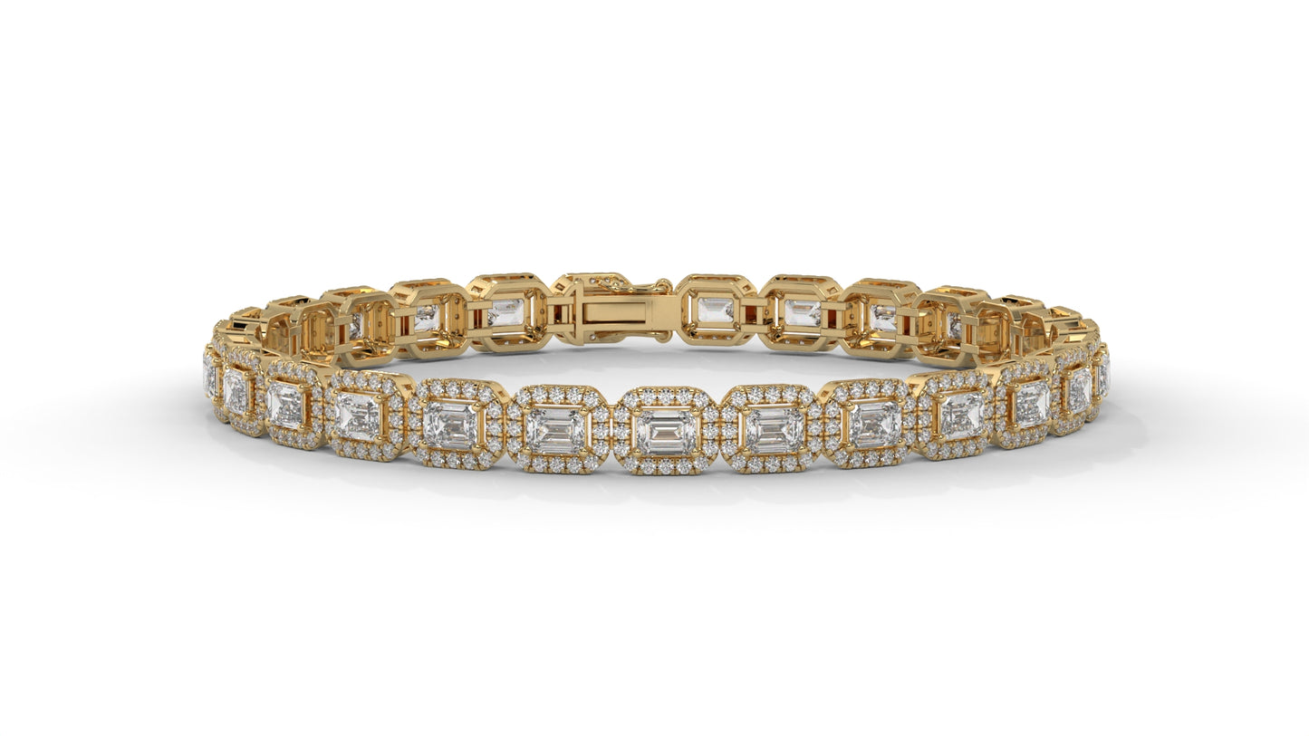 7.00 CTW Diamond Halo Bracelet in 14K Yellow Gold - Luxury Statement Design