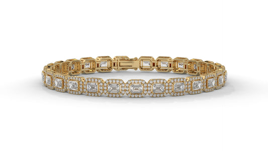 7.00 CTW Diamond Halo Bracelet in 14K Yellow Gold - Luxury Statement Design