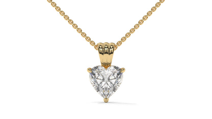 1.00 CTW Heart-Shaped Diamond Solitaire Pendant in 14K Yellow Gold – Secure Claw-Prong Setting