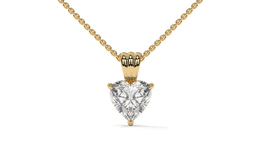 1.00 CTW Heart-Shaped Diamond Solitaire Pendant in 14K Yellow Gold – Secure Claw-Prong Setting