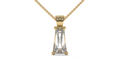 3.00 CTW Tapered Baguette Diamond Solitaire Pendant in 14K Yellow Gold – Secure Claw-Prong Setting