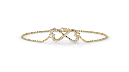 0.17 CTW Diamond Infinity Heart Bracelet in 14K Yellow Gold – Eternal Love Design