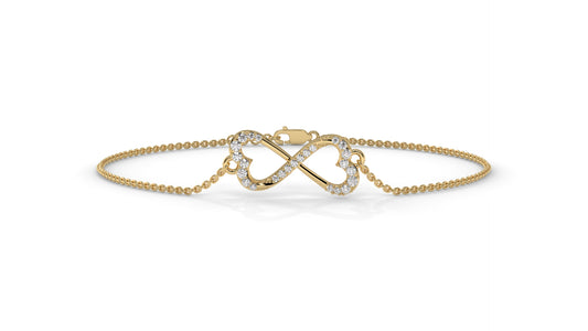 0.17 CTW Diamond Infinity Heart Bracelet in 14K Yellow Gold – Eternal Love Design