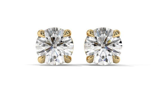 6 CTW Round Diamond Stud Earrings In 14K Yellow Gold – Brilliant-Cut Solitaire, Four-Prong Setting