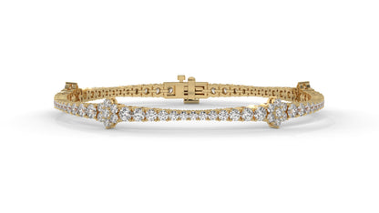 4.95 CTW Diamond Tennis Bracelet in 14K Yellow Gold – Classic Round Cut Design