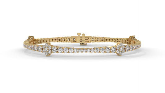 4.95 CTW Diamond Tennis Bracelet in 14K Yellow Gold – Classic Round Cut Design