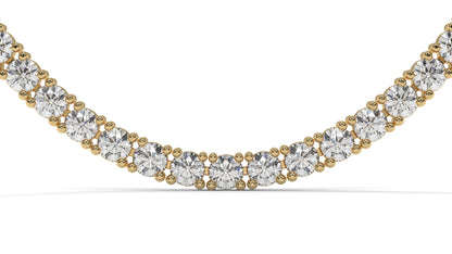 17.50 CTW Diamond Tennis Necklace in 14K Yellow Gold – Classic Round Cut Single Row In 17 Inch