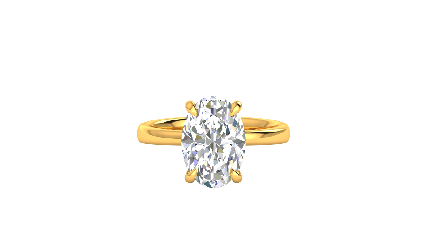 4.00 Ctw Oval Cut Solitaire Engagement Ring Set In 14k Yellow Gold