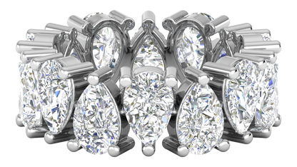 7.00 Ctw Pear Cut Diamond Eternity Band Set In 14K White Gold