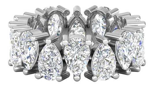 7.00 Ctw Pear Cut Diamond Eternity Band Set In 14K White Gold
