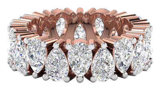 5.40 Ctw Pear Cut Diamond Eternity Band Set In 14K Rose Gold