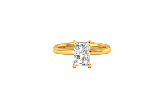 2.00 Ctw Radiant Cut Solitaire Engagement Ring Set In 14K Yellow Gold