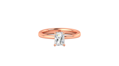 1.00 Ctw Radiant Cut Solitaire Engagement Ring Set In 14K Rose Gold