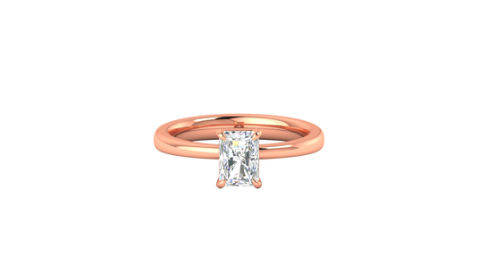 1.00 Ctw Radiant Cut Solitaire Engagement Ring Set In 14K Rose Gold