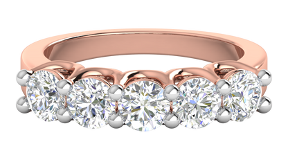 2.00 Ctw Five-Stone Wedding Band With U-Shape Prong Setting In 14K Rose Gold