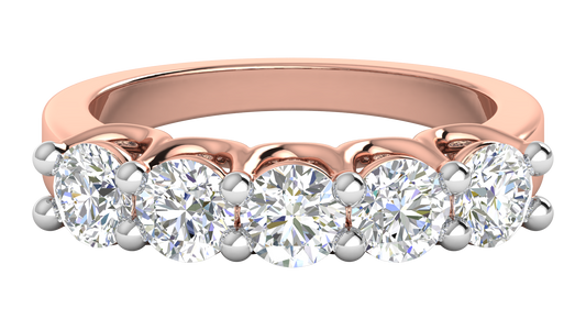 2.00 Ctw Five-Stone Wedding Band With U-Shape Prong Setting In 14K Rose Gold