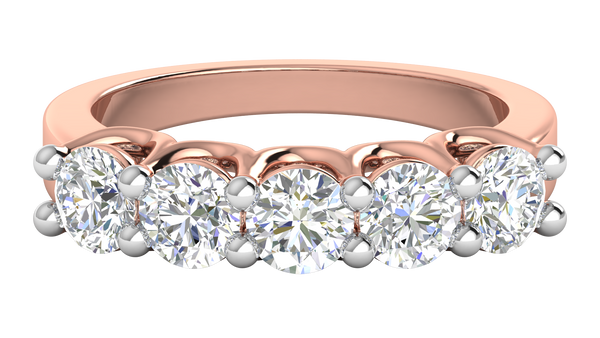 2.00 Ctw Five-Stone Wedding Band With U-Shape Prong Setting In 14K Rose Gold