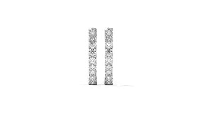 1.56 CTW Round Diamond Hoop Earrings in 14K White Gold