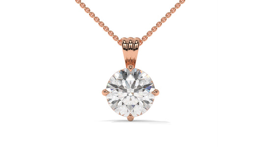 2.50 CTW Round Diamond Four-Prong Solitaire Pendant in 14K Rose Gold – Secure Claw-Prong Setting