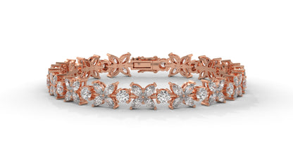 9.74 CTW Diamond Floral Bracelet in 14K Rose Gold - Elegant Nature-Inspired Design
