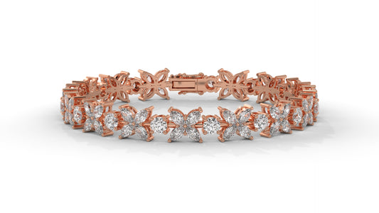 9.74 CTW Diamond Floral Bracelet in 14K Rose Gold - Elegant Nature-Inspired Design