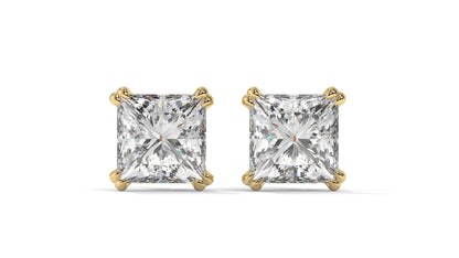 3 CTW Princess-Cut Diamond Stud Earrings In 14K Rose Gold – Four-Prong Setting