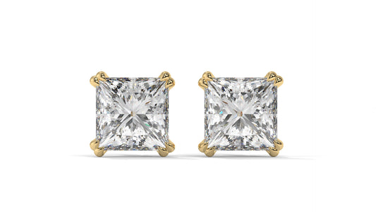 3 CTW Princess-Cut Diamond Stud Earrings In 14K Rose Gold – Four-Prong Setting