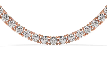 17.50 CTW Diamond Tennis Necklace in 14K Rose Gold – Classic Round Cut Single Row In 17 Inch