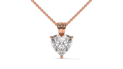 1.50 CTW Heart-Shaped Diamond Solitaire Pendant in 14K Rose Gold – Secure Claw-Prong Setting