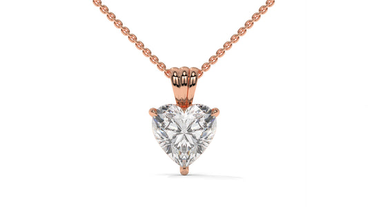 1.50 CTW Heart-Shaped Diamond Solitaire Pendant in 14K Rose Gold – Secure Claw-Prong Setting