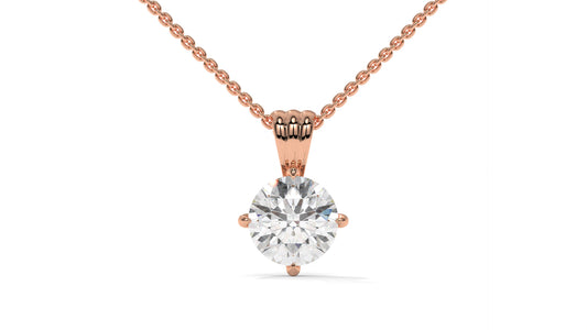 1.50 CTW Round Diamond Four-Prong Solitaire Pendant in 14K Rose Gold – Secure Claw-Prong Setting