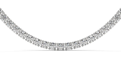 12.50 CTW Diamond Tennis Necklace in 14K White Gold – Classic Round Cut Single Row In 17 Inch
