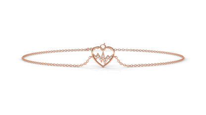 0.11 CTW Diamond Heartbeat Bracelet in 14K Rose Gold – Heart Outline Design