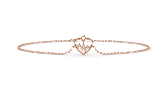 0.11 CTW Diamond Heartbeat Bracelet in 14K Rose Gold – Heart Outline Design