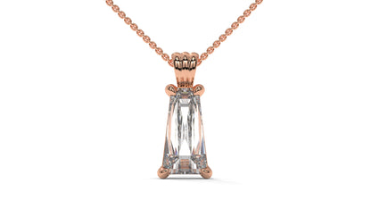4.00 CTW Tapered Baguette Diamond Solitaire Pendant in 14K Rose Gold – Secure Claw-Prong Setting