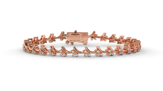 0.72 CTW Round Diamond Bracelet in 14K Rose Gold – Floral Cluster Design