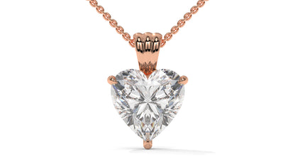 3.00 CTW Heart-Shaped Diamond Solitaire Pendant in 14K Rose Gold – Secure Claw-Prong Setting