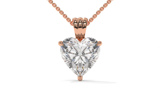 3.00 CTW Heart-Shaped Diamond Solitaire Pendant in 14K Rose Gold – Secure Claw-Prong Setting