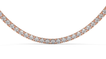 7.50 CTW Diamond Tennis Necklace in 14K Rose Gold – Classic Round Cut Single Row In 17 Inch