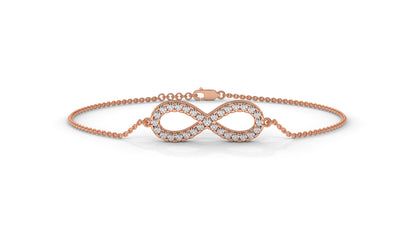 0.38 CTW Round Diamond Infinity Bracelet in 14K Rose Gold
