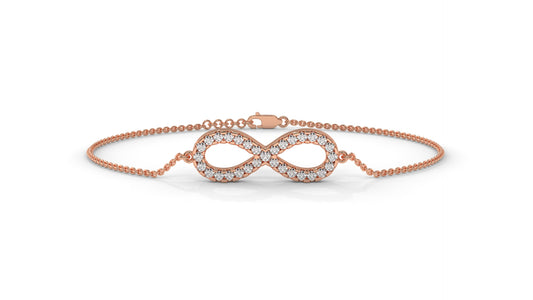 0.38 CTW Round Diamond Infinity Bracelet in 14K Rose Gold
