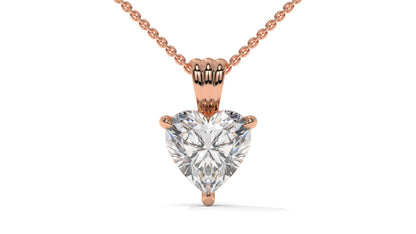 2.00 CTW Heart-Shaped Diamond Solitaire Pendant in 14K Rose Gold – Secure Claw-Prong Setting