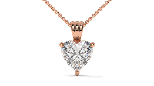 2.00 CTW Heart-Shaped Diamond Solitaire Pendant in 14K Rose Gold – Secure Claw-Prong Setting
